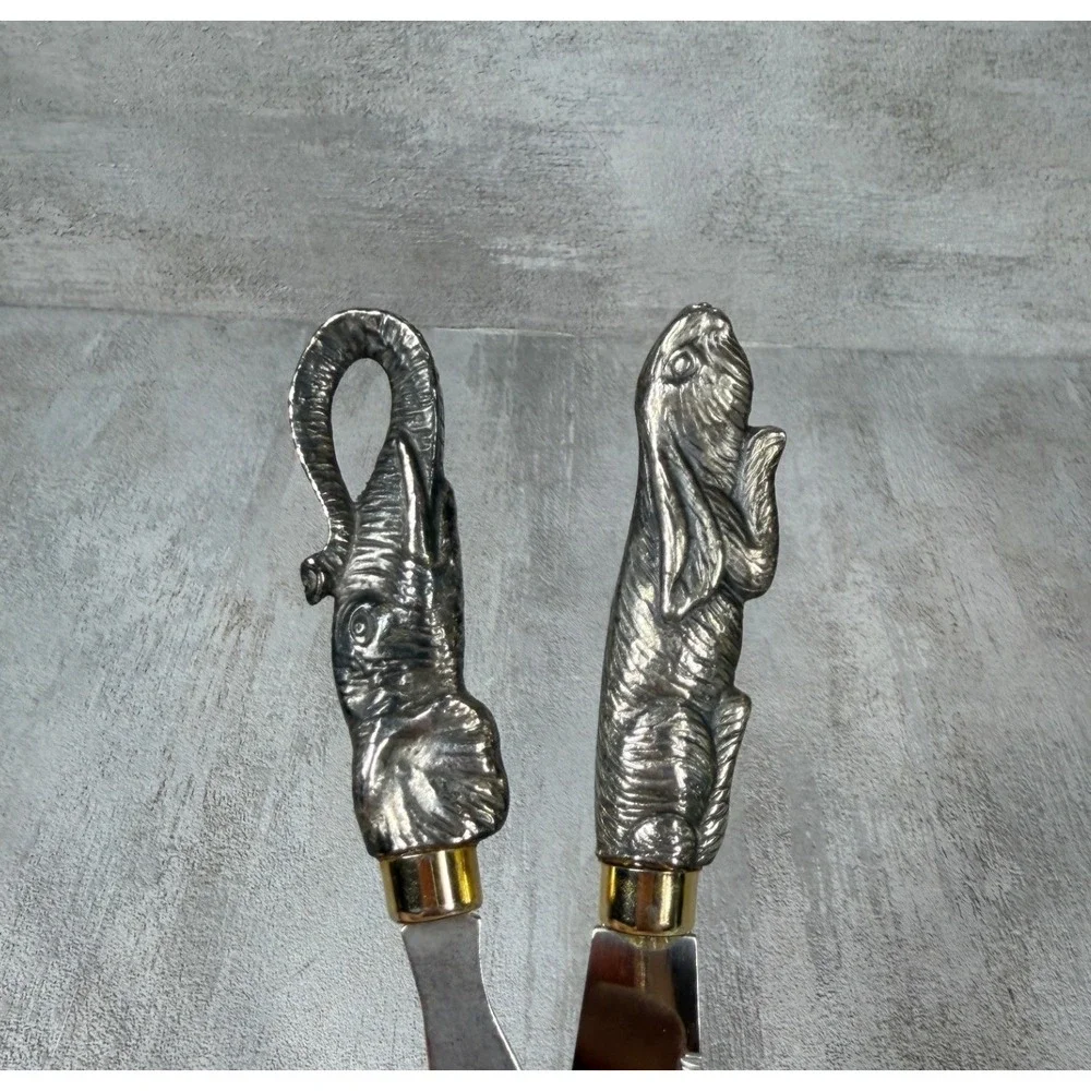 Vintage Animal Cheese Knife Set Elephant Spreader Rabbit Knife Stainless Taiwan